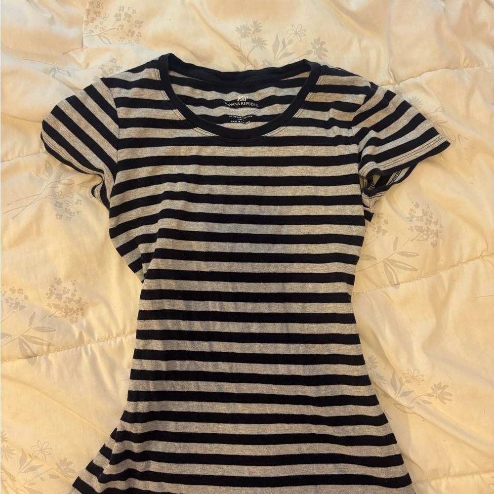 Banana Republic Black and Gray Striped Top